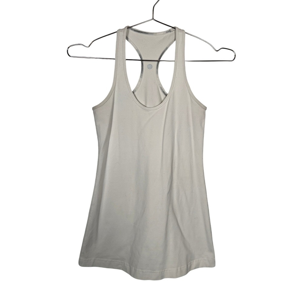 Womens Lululemon White Racerback Tank Top Athletic Yoga Gym XS